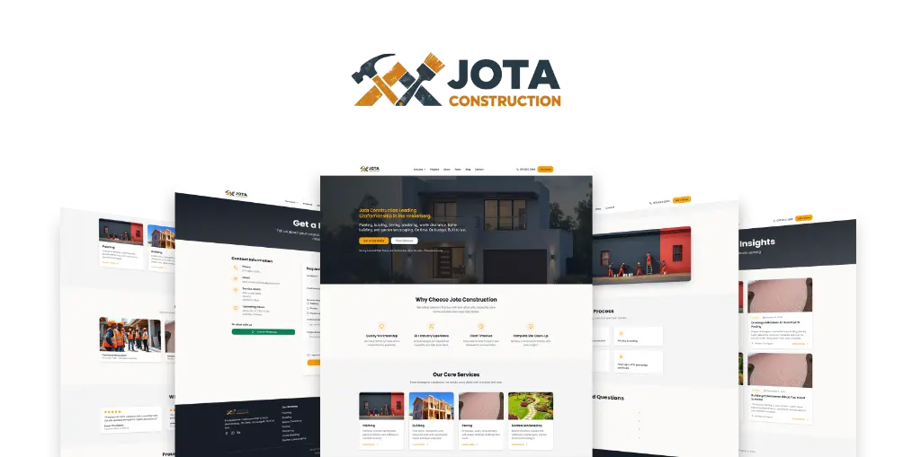 Jota Construction website showcase